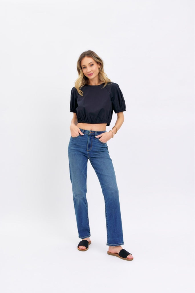 Judy Blue High-Rise Straight Fit Jeans 8601 in Dark Blue