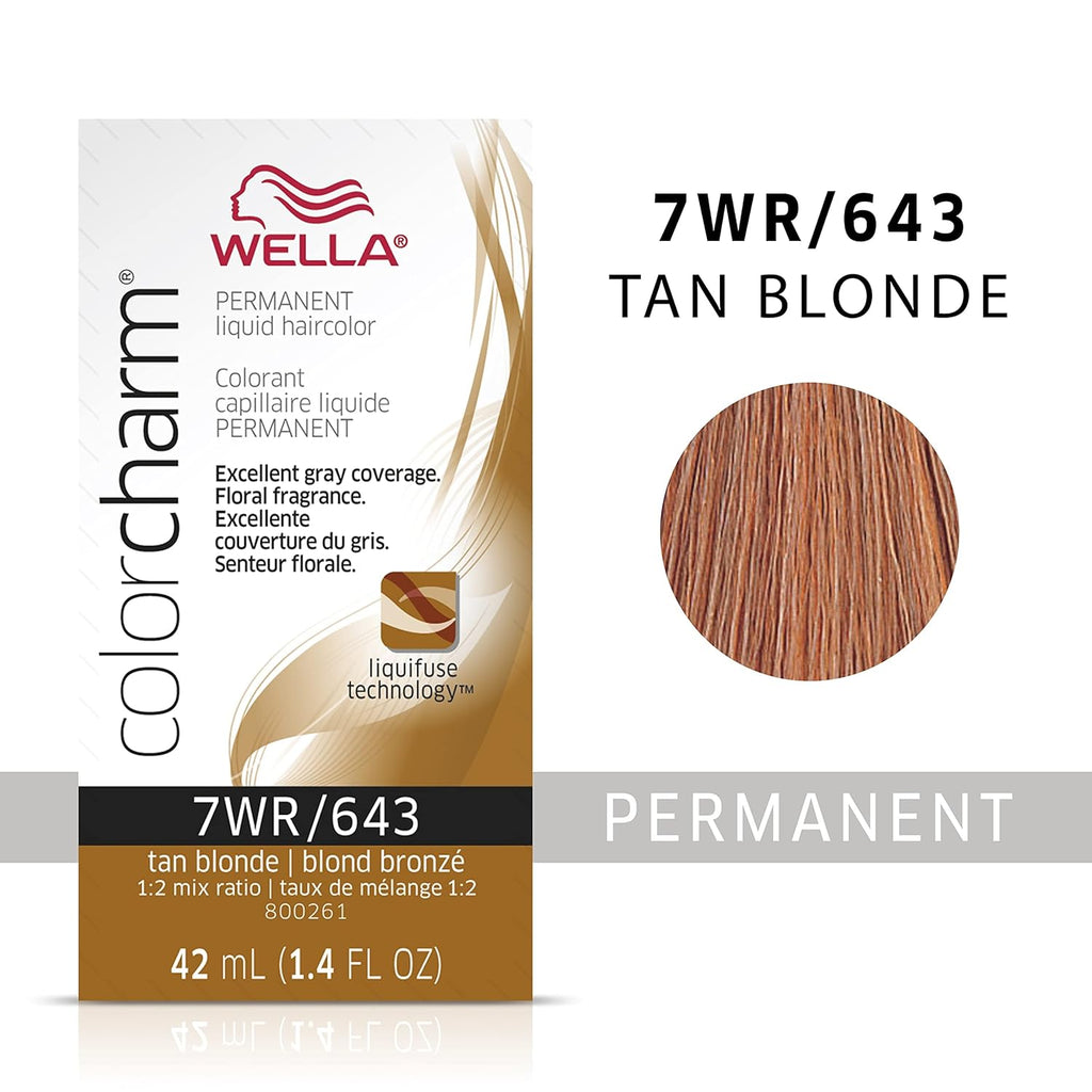 070018106179 - Wella ColorCharm Permanent Liquid Hair Color 42 ml / 1.4 oz - 7WR / 643 Tan Blonde