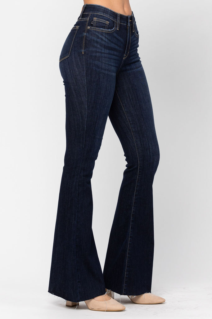 Judy Blue Women's High-Rise Raw Hem Tall Flare Jeans 82343