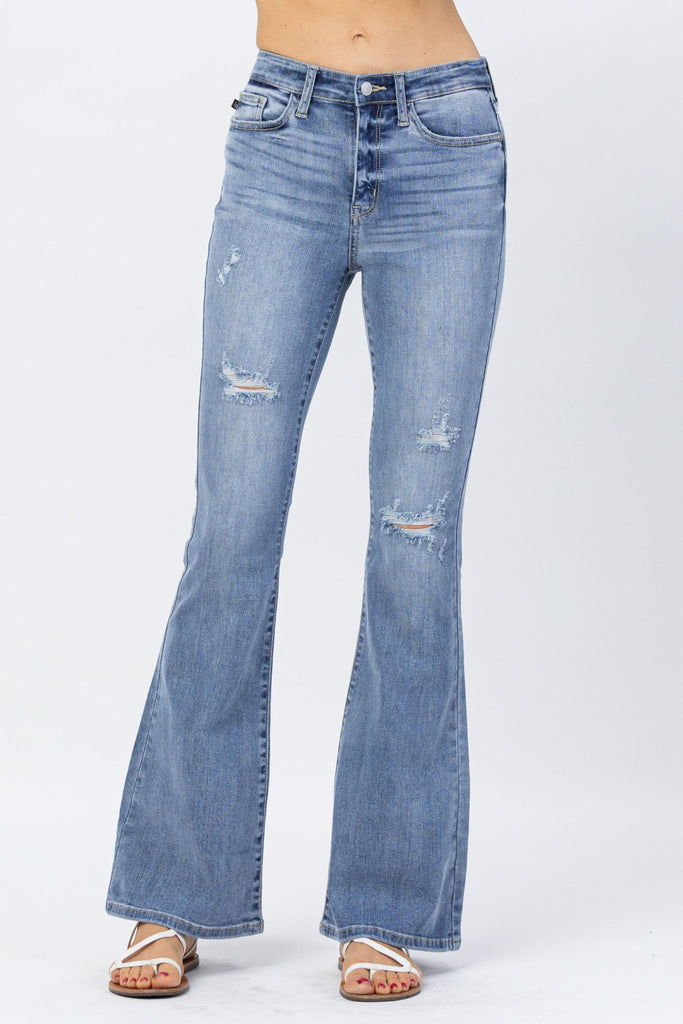 Judy Blue Women's High-Rise Destroyed Flare Jeans 82377