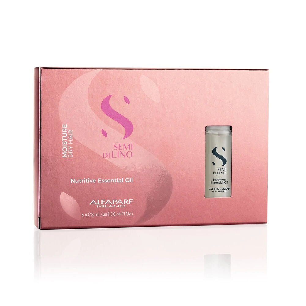 Alfaparf Semi Di Lino Moisture Nutritive Essential Oil 13 ml / 0.44 oz - Pack Of 6 Vials | For Dry Hair - 8022297064314