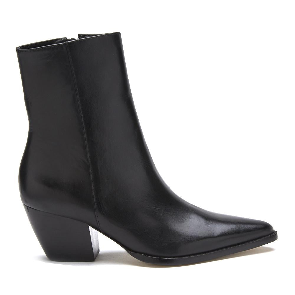Matisse Caty Western Ankle Boot in Black Smooth