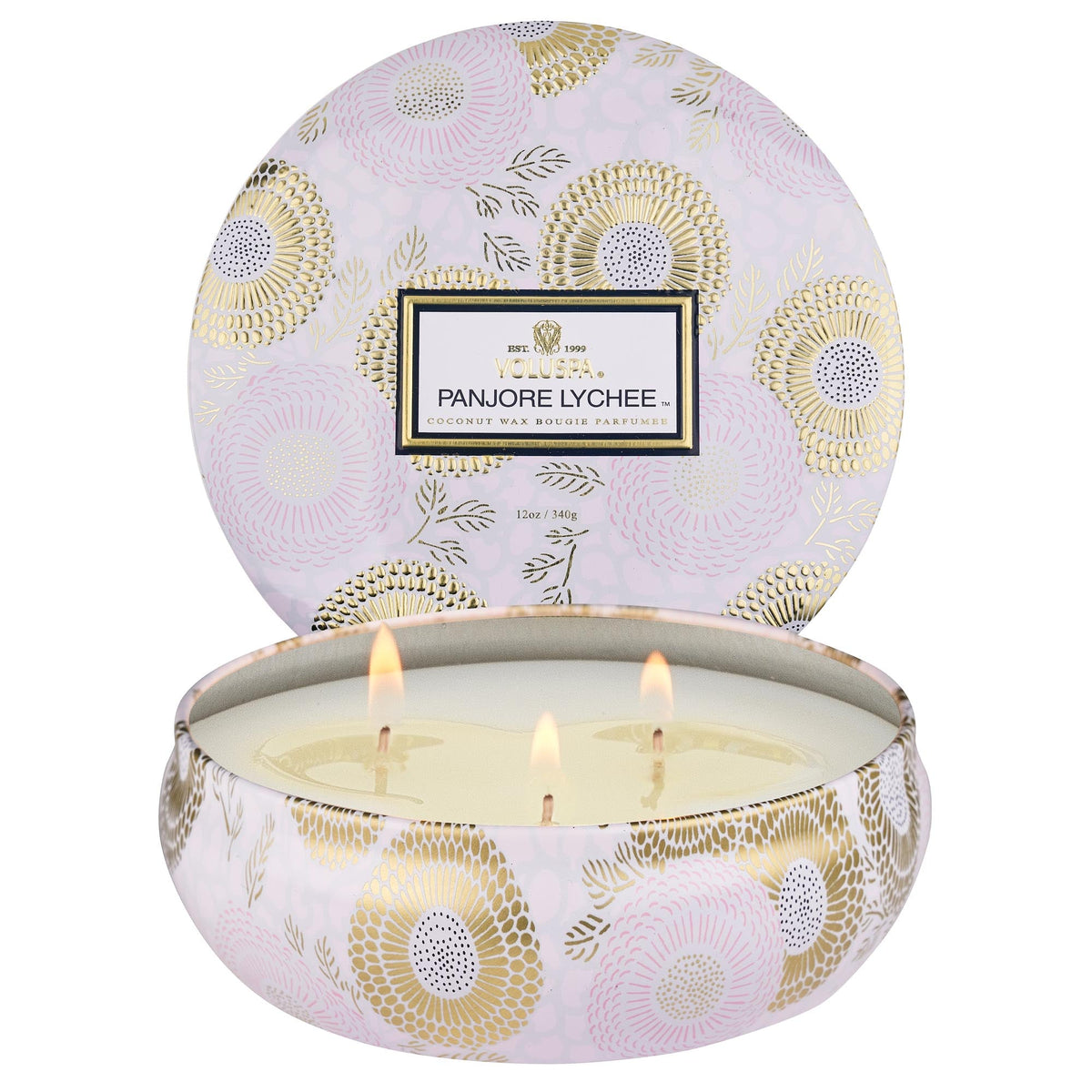Voluspa 3 Wick Tin Candle 12 oz / 340 g - Panjore Lychee – Hermosa Beauty