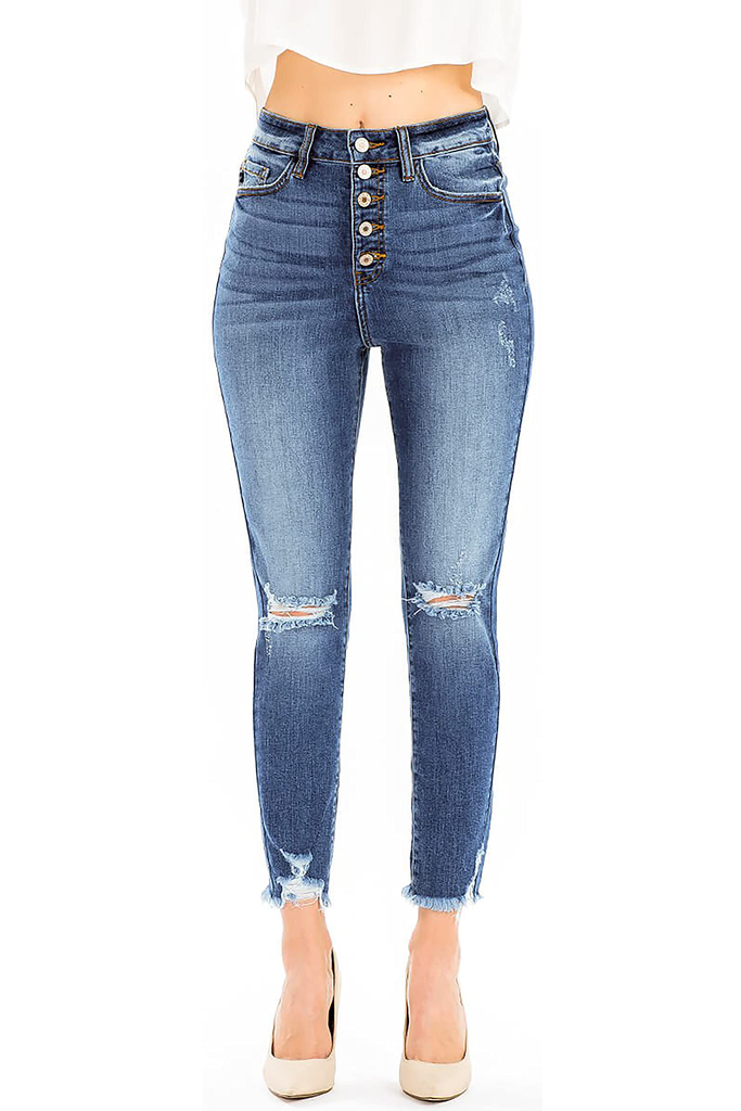 Kancan Karlee High-Rise 5-Button Ankle Skinny Jeans KC8423M