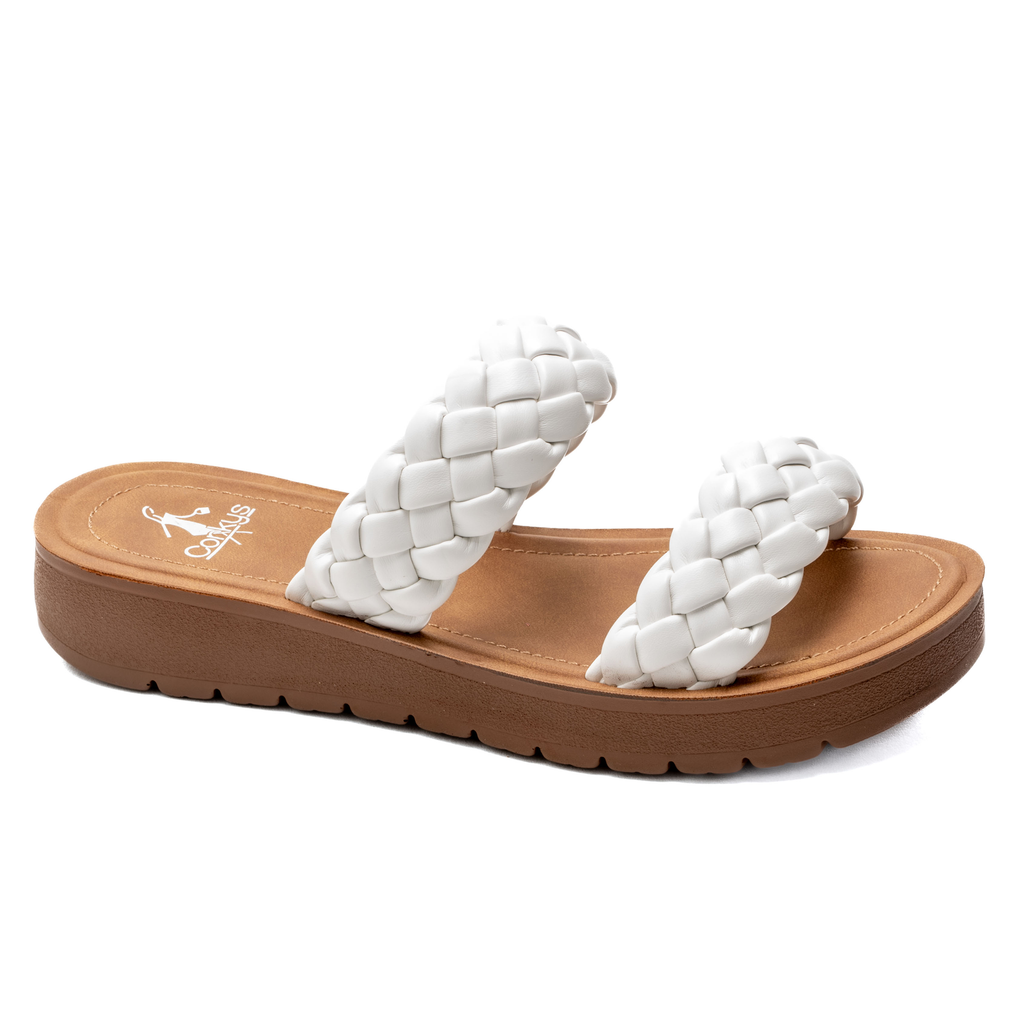 Corkys Wind It Up Wedge Sandal in White