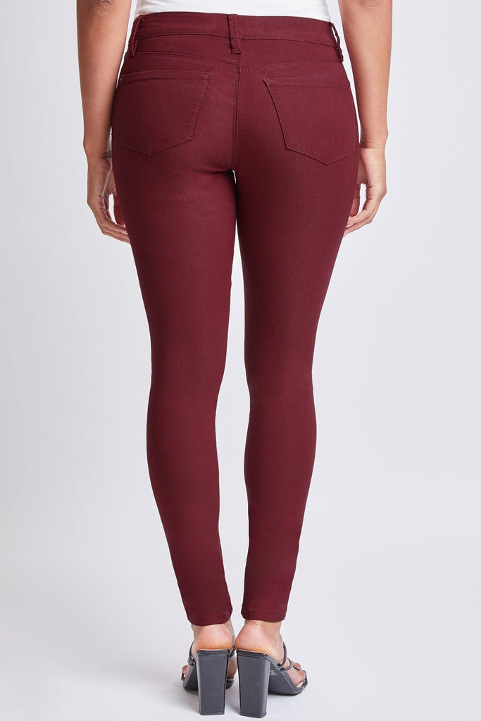 YMI Hyperstretch Forever Color Mid-Rise Skinny Pants in Dark Wine