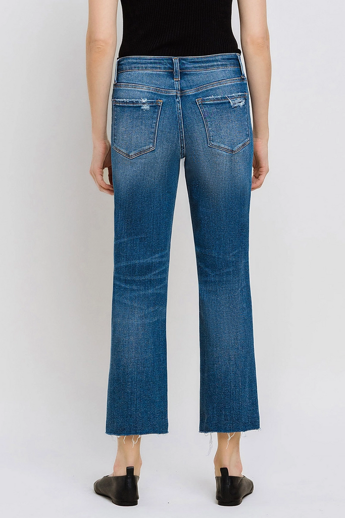 VERVET by Flying Monkey High-Rise Straight Jeans With Destroyed Hem T6224 - Gallant
