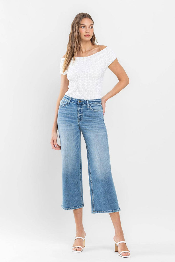 Flying Monkey High-Rise Wide Leg Cropped Jeans F5365 in Beckoned