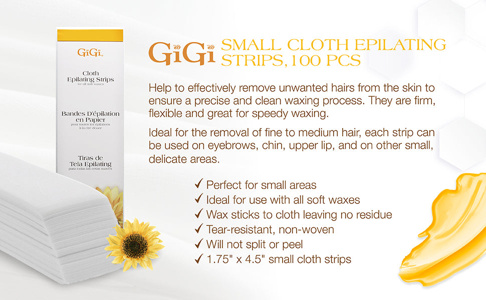 073930050001 - GiGi Small Cloth Epilating Strips - 100 Pack | For All Soft Waxes