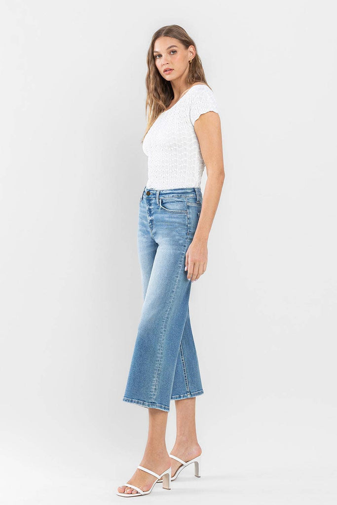 Flying Monkey High-Rise Wide Leg Cropped Jeans F5365 in Beckoned