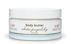 White Gingerlily - Pure Fiji Body Butter 8 oz | Moisturizer Body Cream | Face Cream and Body Lotion for Dry Skin | Natural Oils & Vitamin E - 698876147037