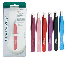 Esthetic Plus  Velvet Soft Touch Slanted Tweezers( Colors may Vary) - 705320129386
