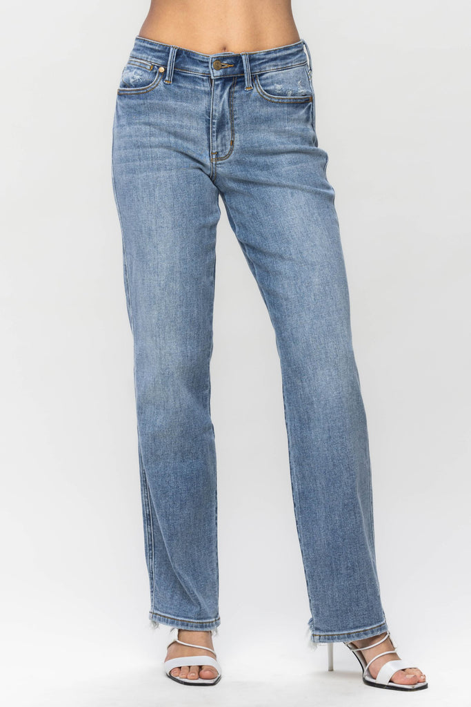 Judy Blue Mid Rise Cell Phone Pocket Dad Straight Jeans 82540