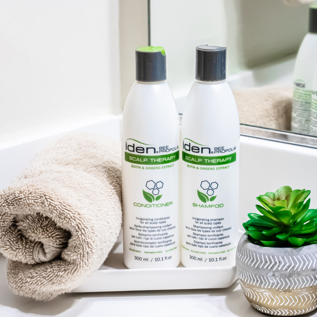 Iden Bee Propolis SCALP THERAPY Invigorating Shampoo, Conditioner & Previ Holiday Tro Kit