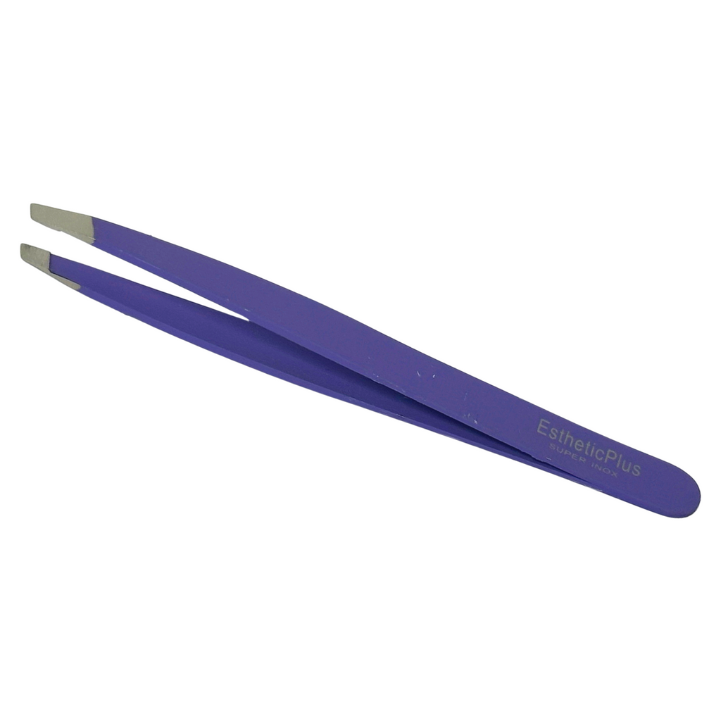 Esthetic Plus #2938 Velvet Soft-Touch Grip Stainless Steel Slanted Tweezer (3.75") - Colors Vary