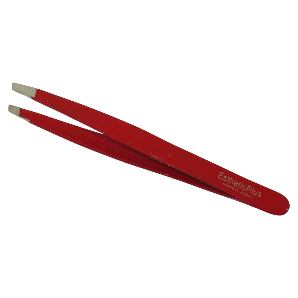 Esthetic Plus #2938 Velvet Soft-Touch Grip Stainless Steel Slanted Tweezer (3.75") - Colors Vary