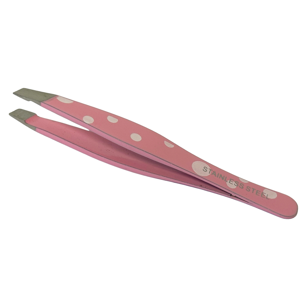 Esthetic Plus #2984 Super Inox Stainless Steel Mini Slanted Tweezer (2.5") - Polka Dot Colors Vary