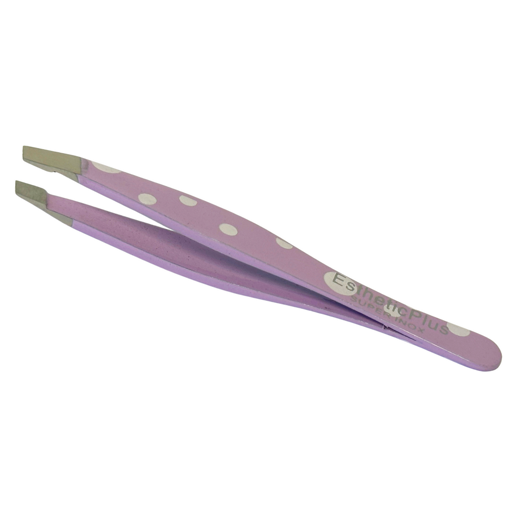 Esthetic Plus #2984 Super Inox Stainless Steel Mini Slanted Tweezer (2.5") - Polka Dot Colors Vary