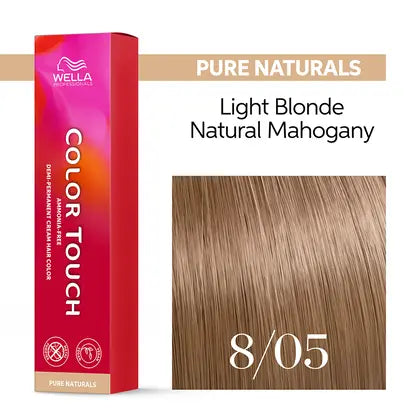 Wella Color Touch Demi-Permanent Creme Hair Color - 8/05 - 8/NRv (Light Blonde / Natural Mahogany)