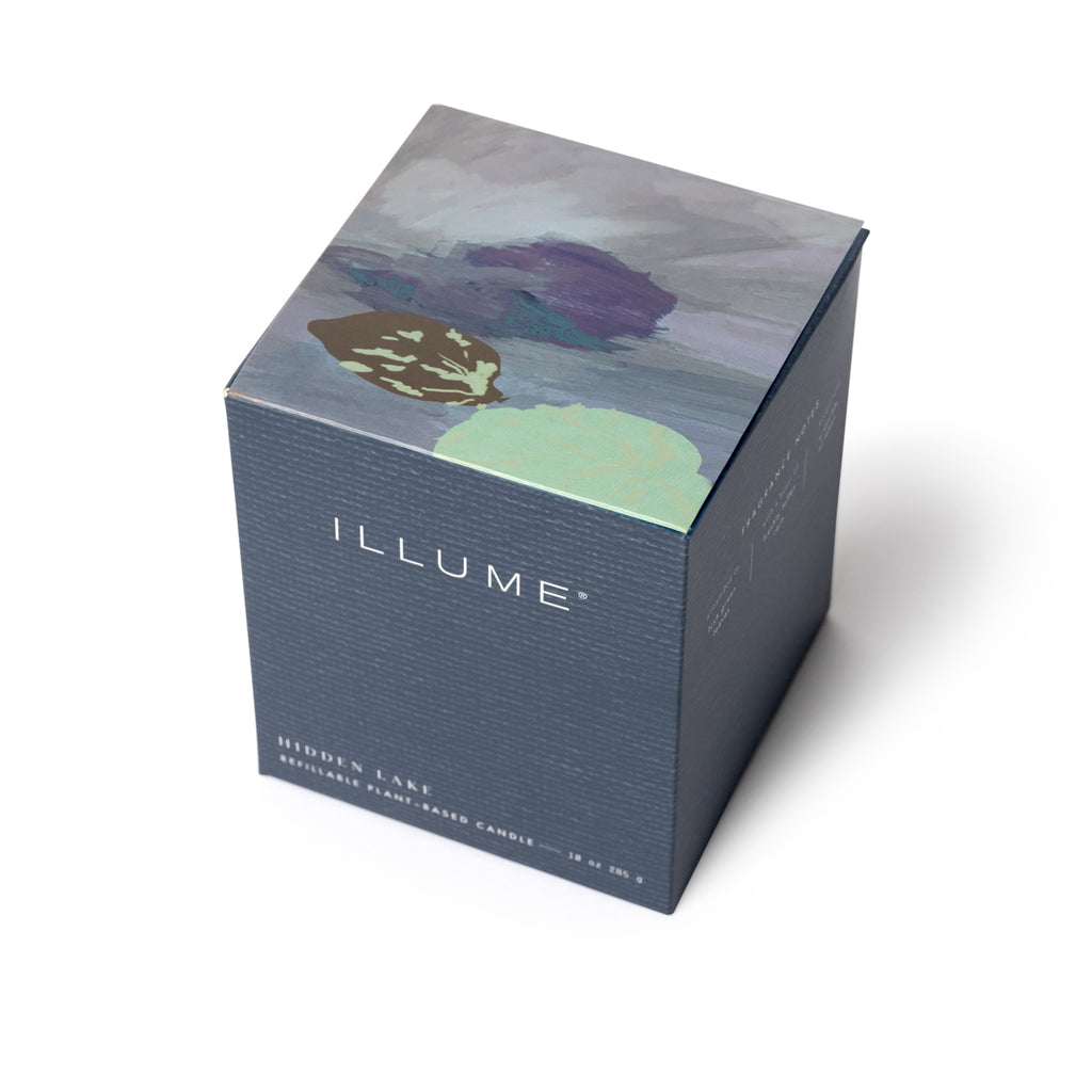 644911009112 - Illume Boxed Glass Candle 10 oz / 285 g - Hidden Lake