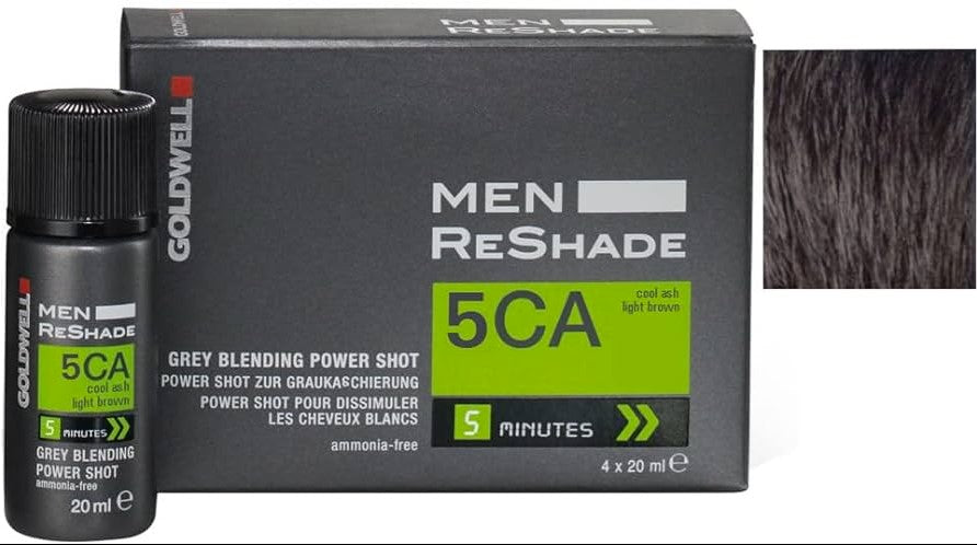 Goldwell Men ReShade Grey Blending Power Shot (4 x 0.6 oz / 20 ml) - 5CA Cool Ash Light Brown