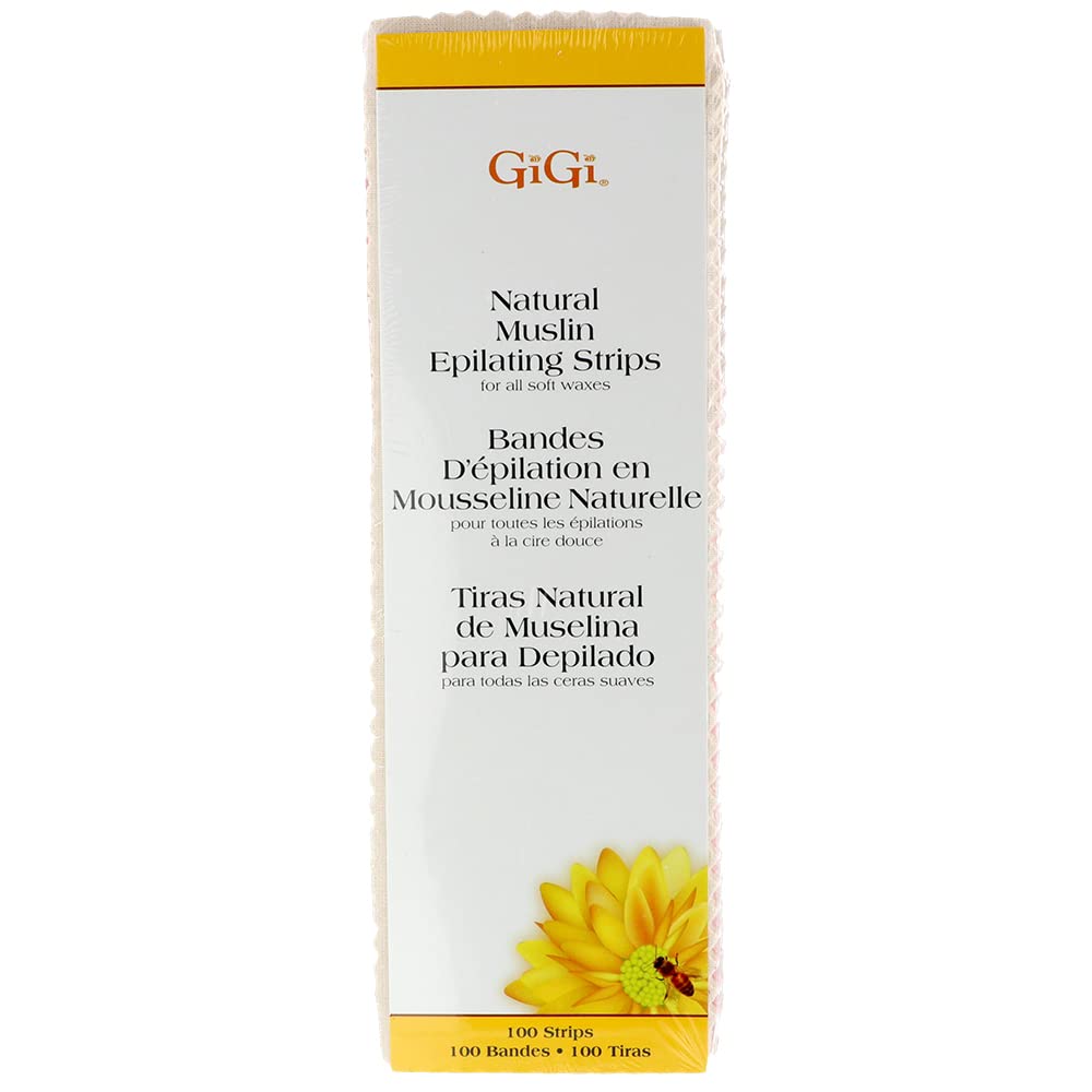 073930006107 - GiGi Large Natural Muslin Epilating Strips - 100 Pack | For All Soft Waxes