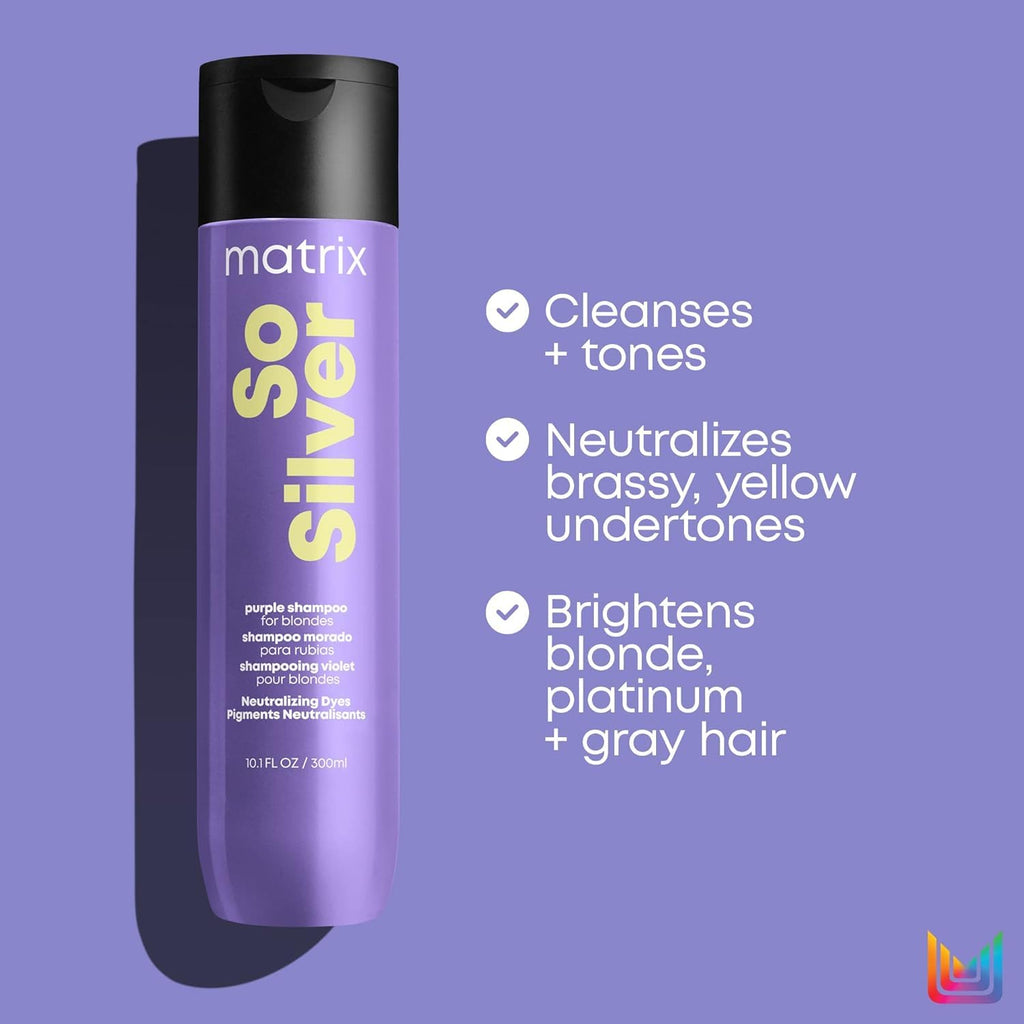 884486228055 - Matrix So Silver Purple Shampoo 10.1 oz / 300 ml | For Blonde & Silver Hair