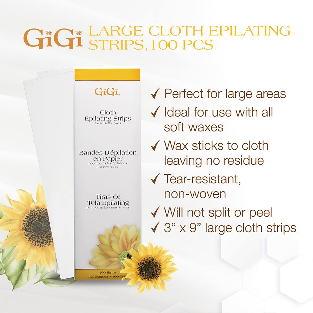 073930005100 - GiGi Large Cloth Epilating Strips - 100 Pack | For All Soft Waxes