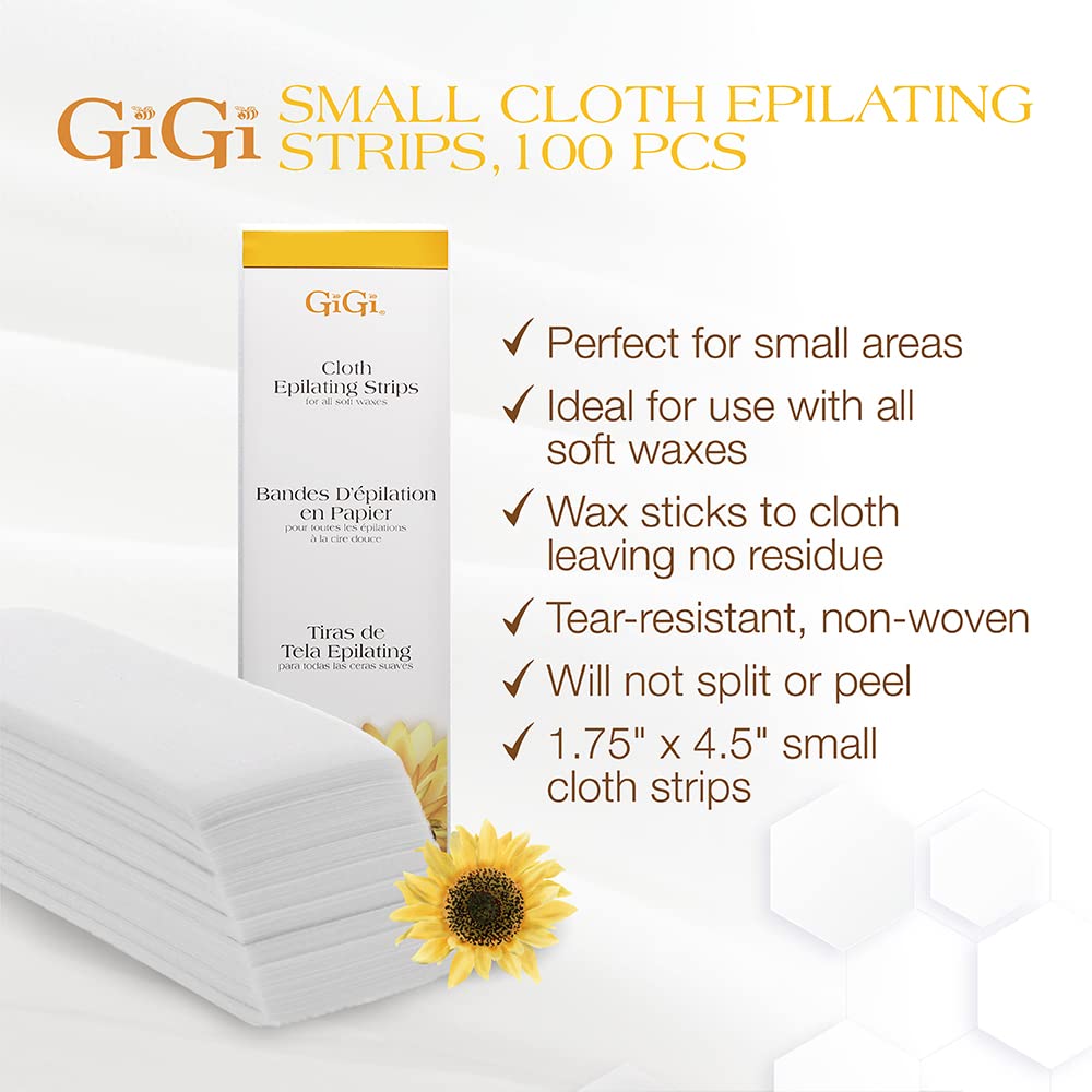 GiGi Small Cloth Epilating Strips - 100 Pack | For All Soft Waxes