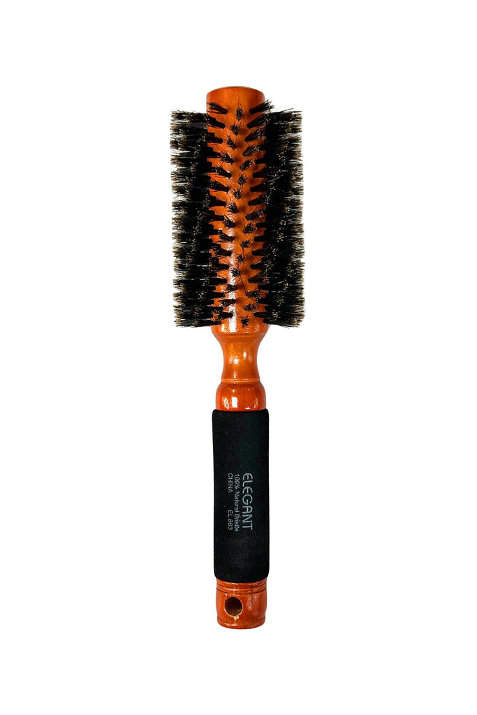 Elegant #863 Round Boar Hairbrush With Soft Handle - Medium (2.5")