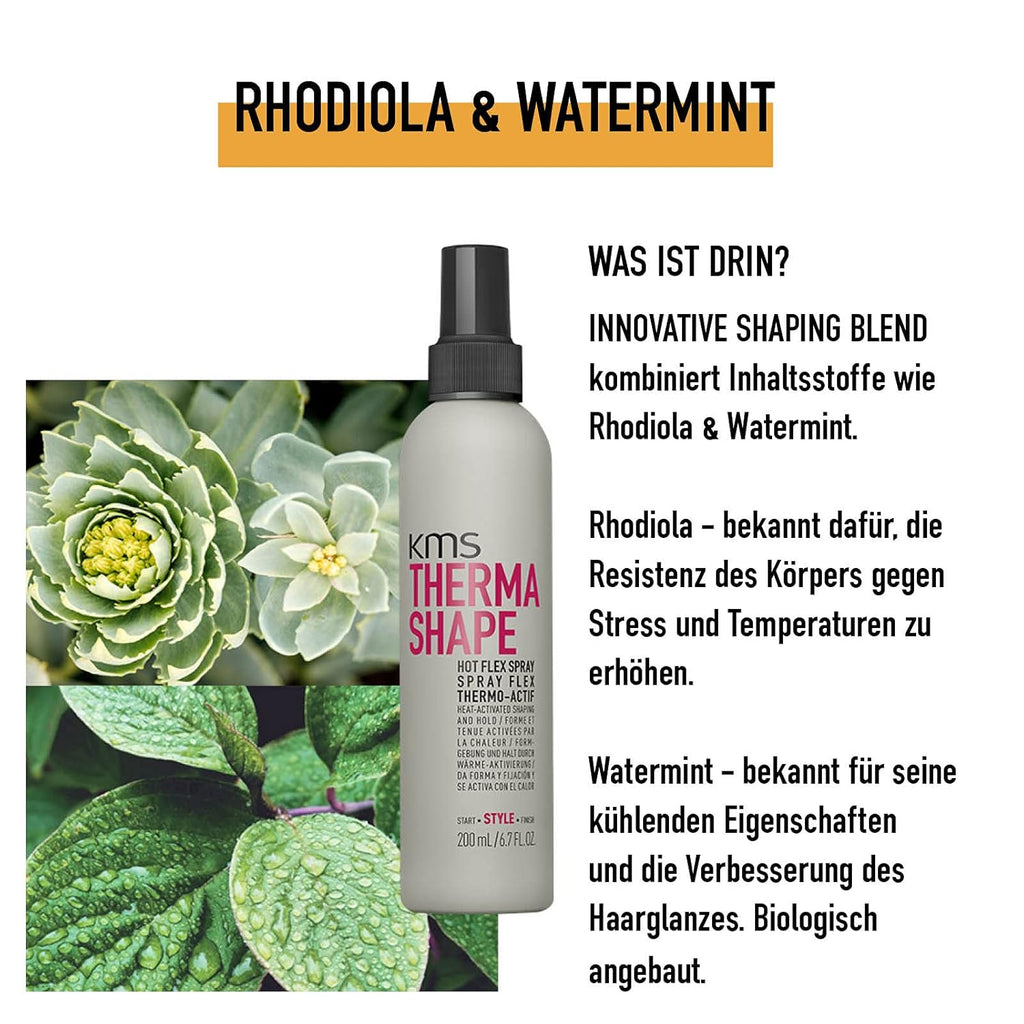 KMS THERMA SHAPE Hot Flex Spray 6.7 oz / 200 ml | Hold 3/5 & Shine 3/5