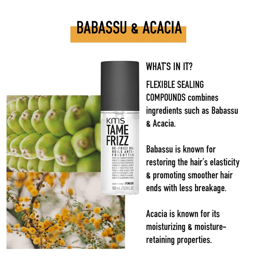 KMS TAME FRIZZ De-Frizz Oil 3.4 oz / 100 ml | Hold 0/5 & Shine 4/5