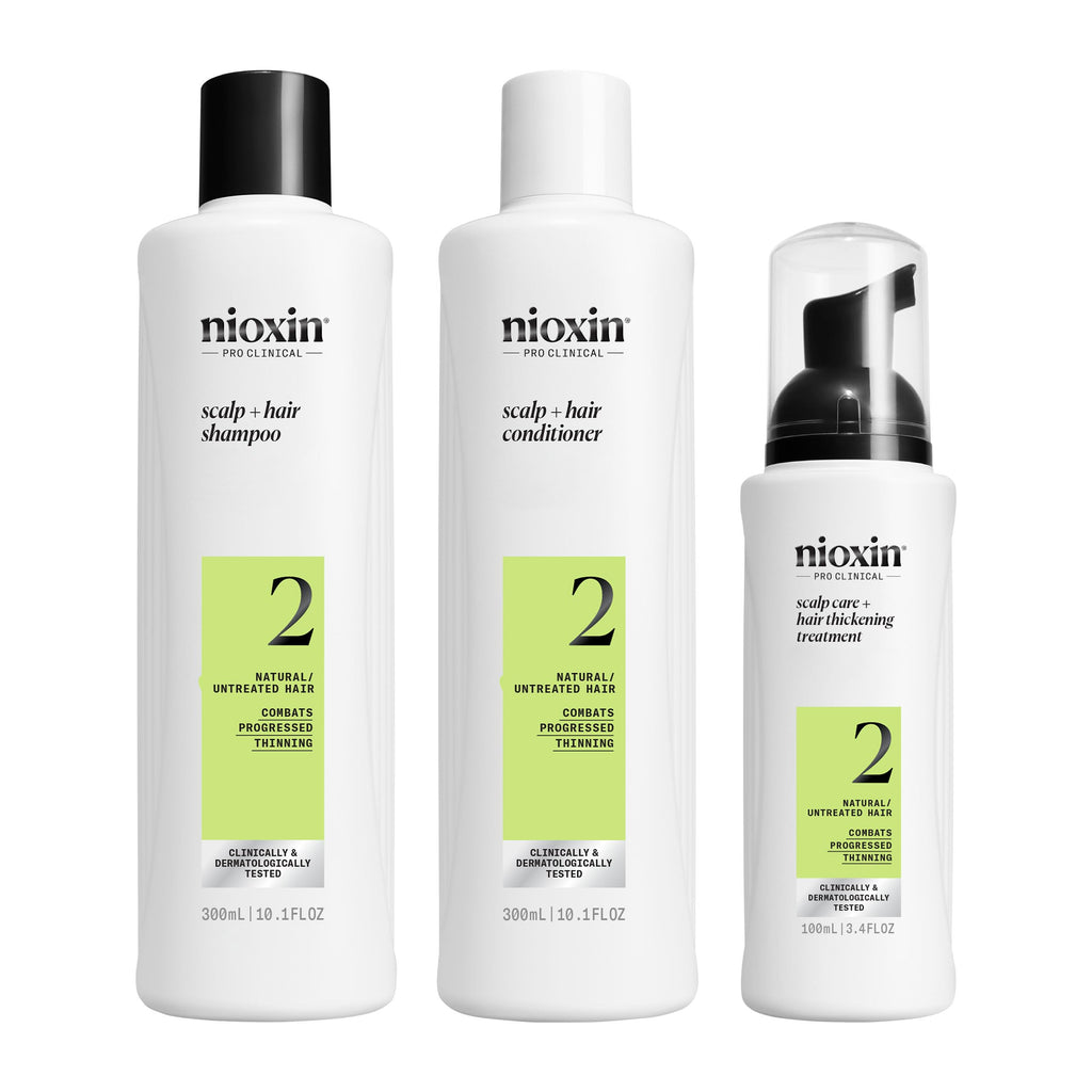 Nioxin System 2 Scalp Care + Hair Thickening System 3-Step Kit | Natural / Untreated Hair