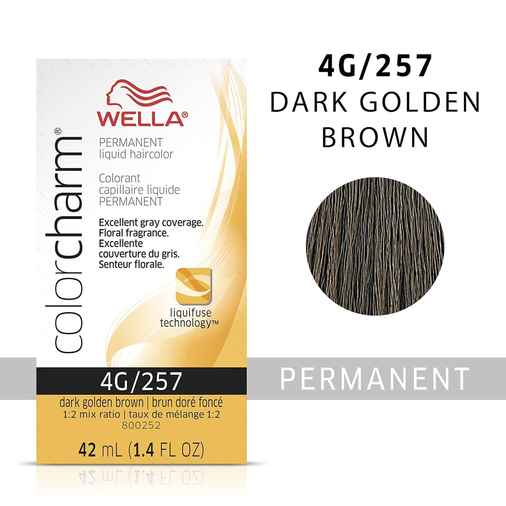 Wella ColorCharm Permanent Liquid Hair Color 42 ml / 1.4 oz - 4G / 257 Dark Golden Brown