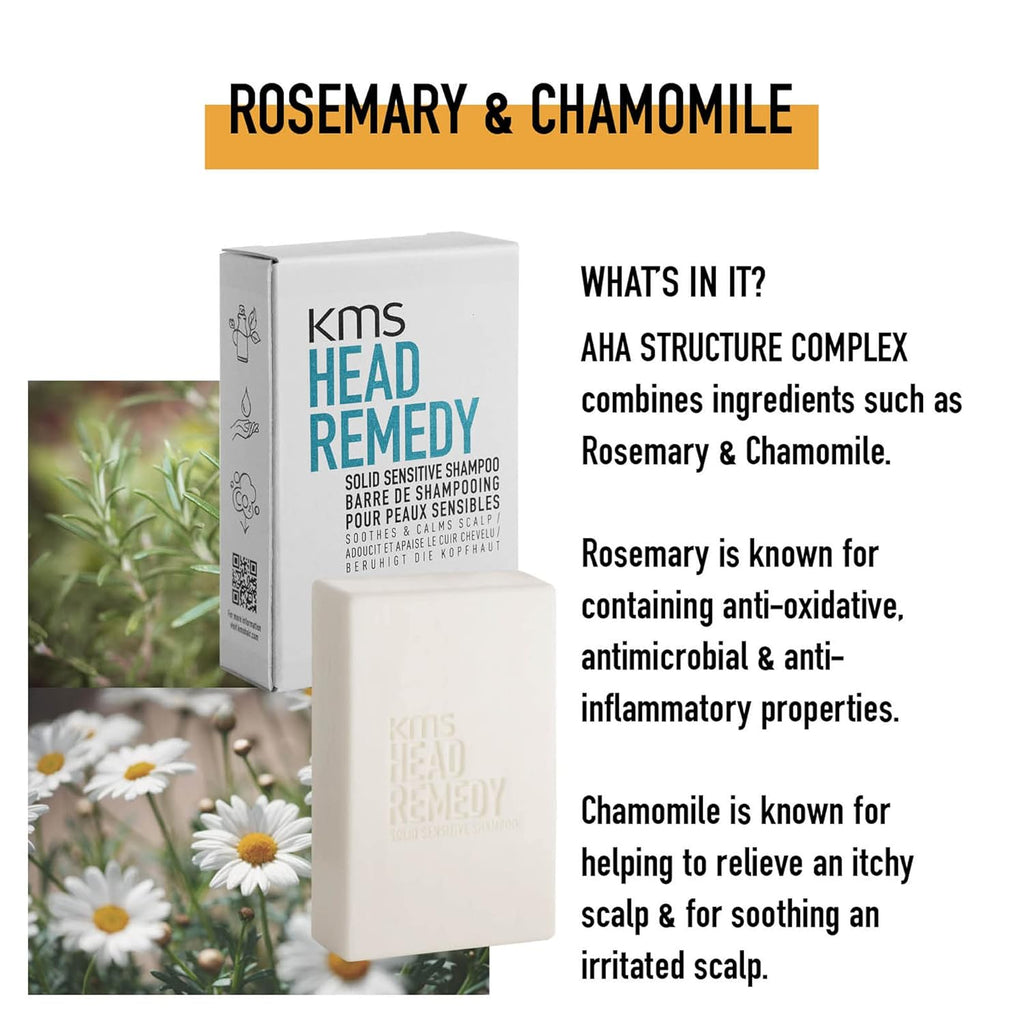 KMS HEAD REMEDY Solid Sensitive Shampoo Bar 2.64 oz / 75 g | Soothes & Calms