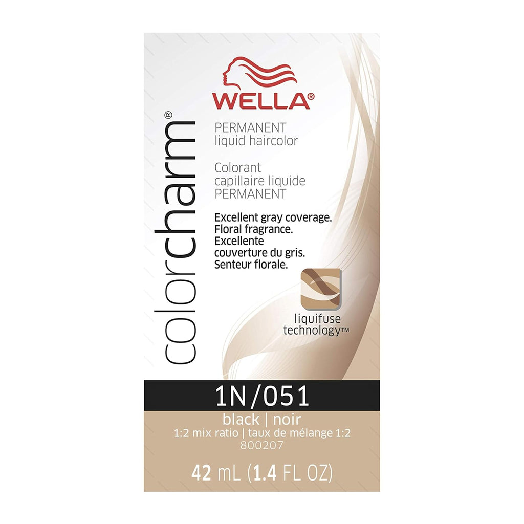 070018105202 - Wella ColorCharm Permanent Liquid Hair Color 42 ml / 1.4 oz - 1N / 051 Black