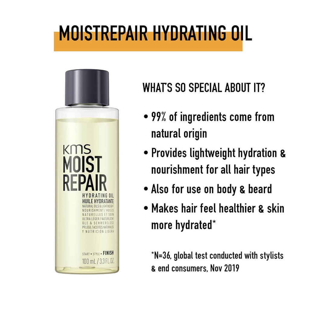 KMS MOIST REPAIR Hydrating Oil 3.3 oz / 100 ml | Hold 0/5 & Shine 5/5