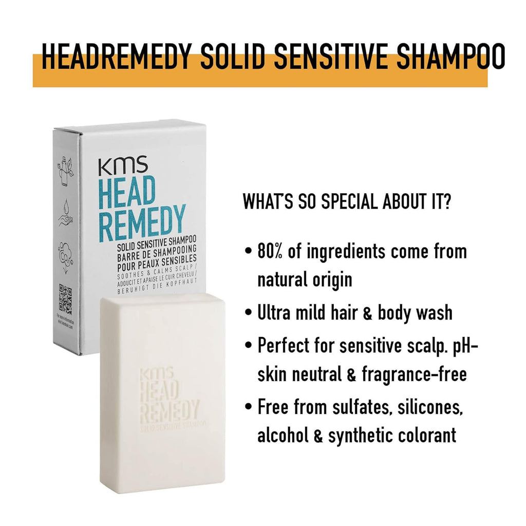 KMS HEAD REMEDY Solid Sensitive Shampoo Bar 2.64 oz / 75 g | Soothes & Calms