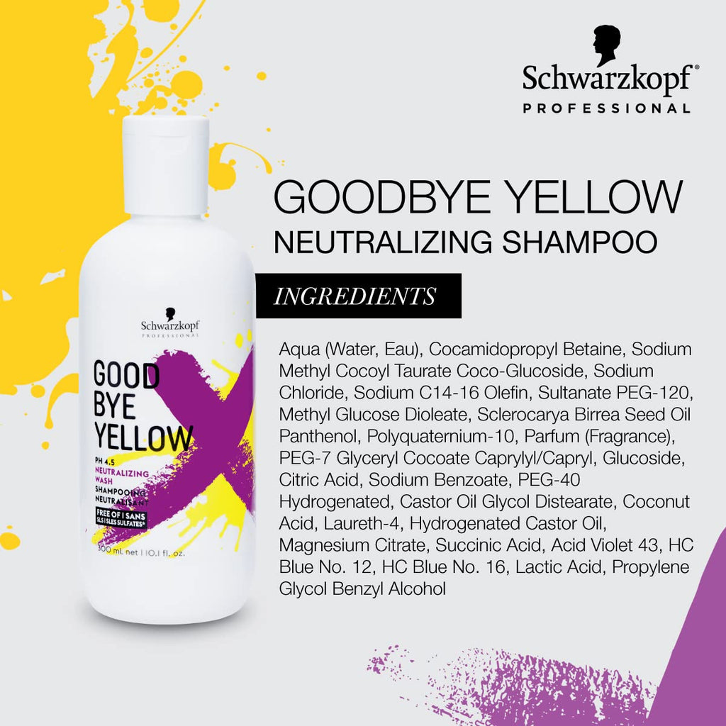 4045787736410 - Schwarzkopf GOODBYE YELLOW Neutralizing Wash Shampoo 10.1 oz / 300 ml | pH 4.5