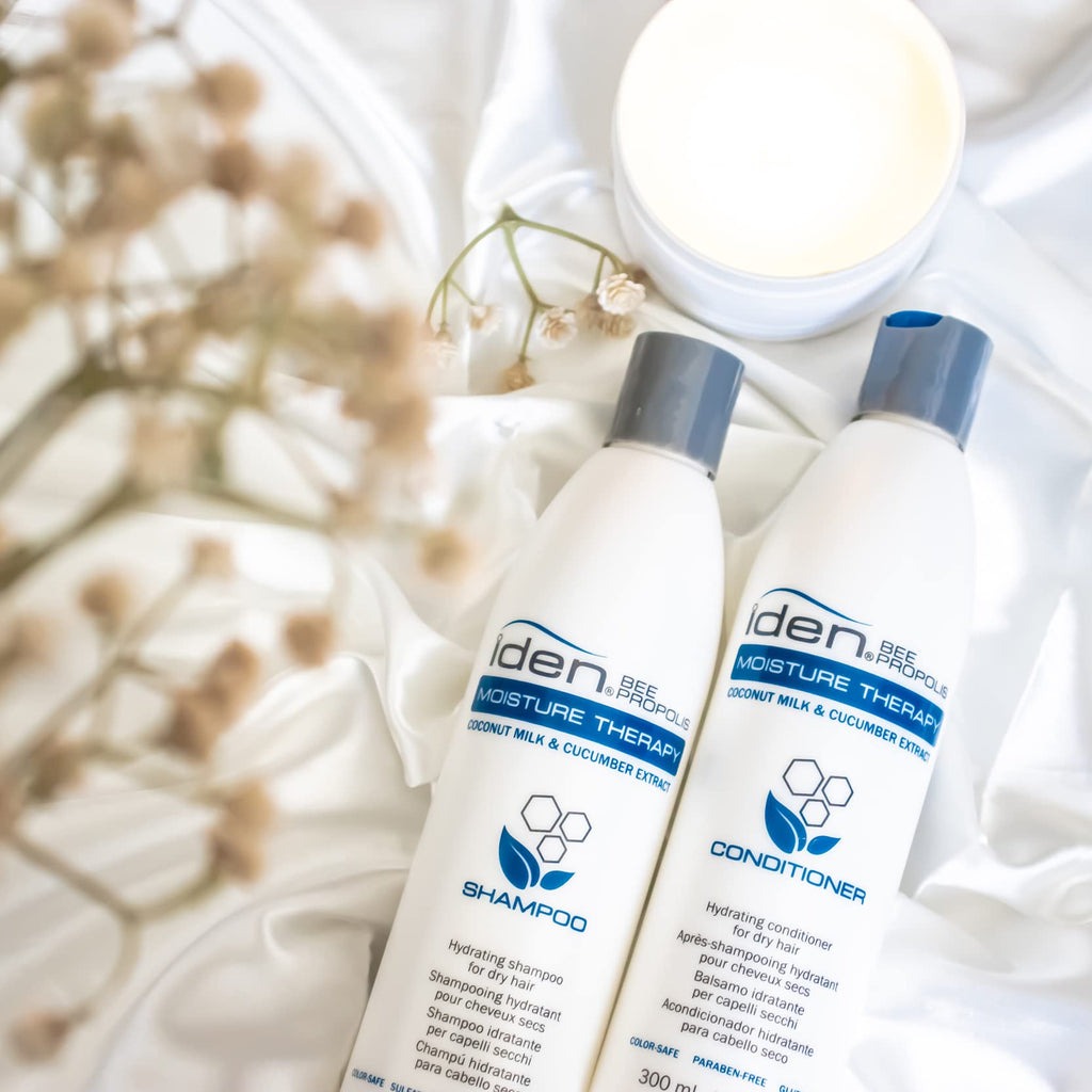 Iden Bee Propolis MOISTURE THERAPY Hydrating Shampoo, Conditioner & Hydramist Holiday Trio Kit
