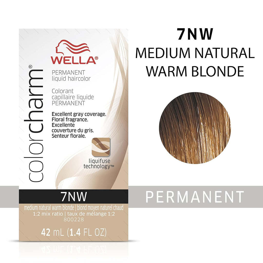 070018105509 - Wella ColorCharm Permanent Liquid Hair Color 42 ml / 1.4 oz - 7NW Medium Natural Warm Blonde