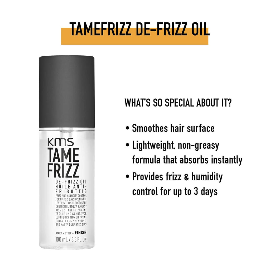 KMS TAME FRIZZ De-Frizz Oil 3.4 oz / 100 ml | Hold 0/5 & Shine 4/5