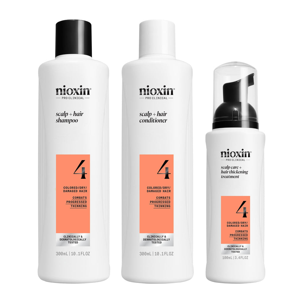Nioxin System 4 Scalp Care + Hair Thickening System 3-Step Kit | Colored / Damaged / Dry Hair