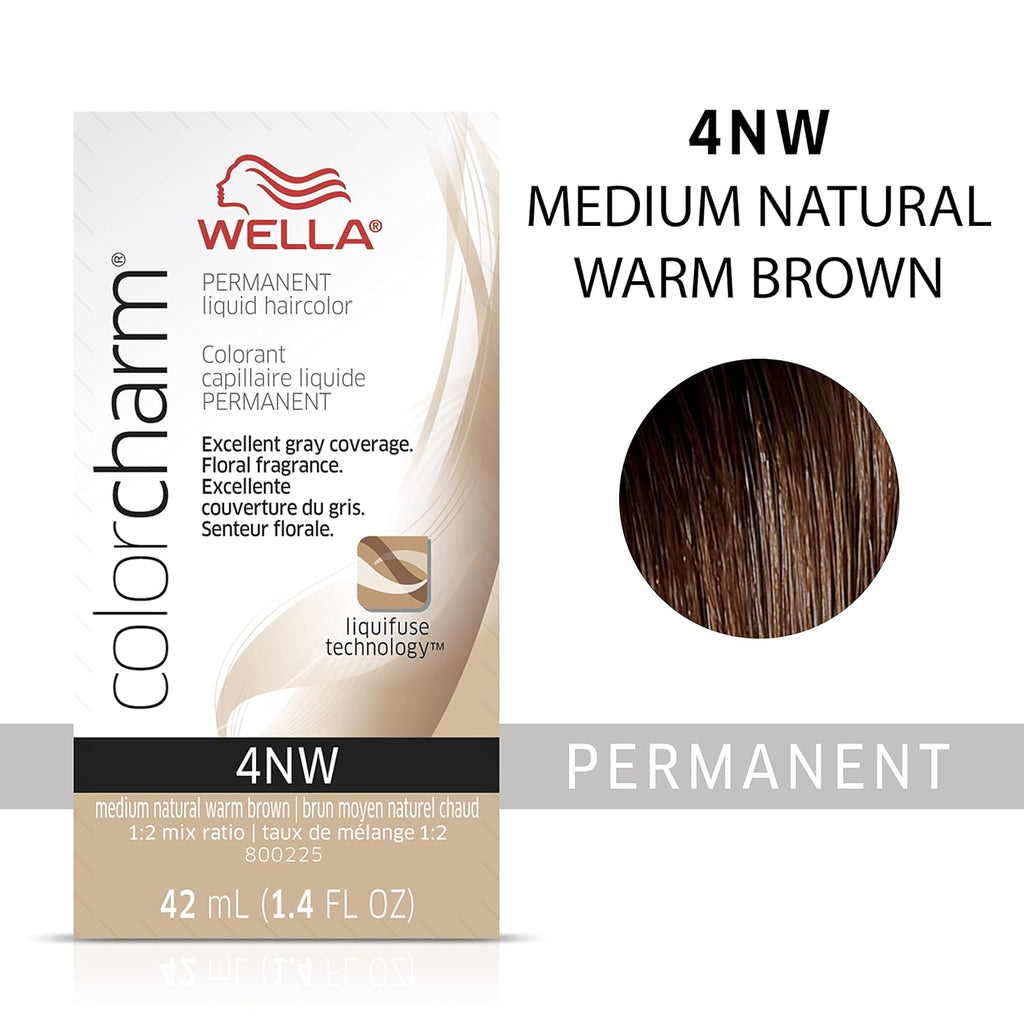 070018105448 - Wella ColorCharm Permanent Liquid Hair Color 42 ml / 1.4 oz - 4NW Medium Natural Warm Brown