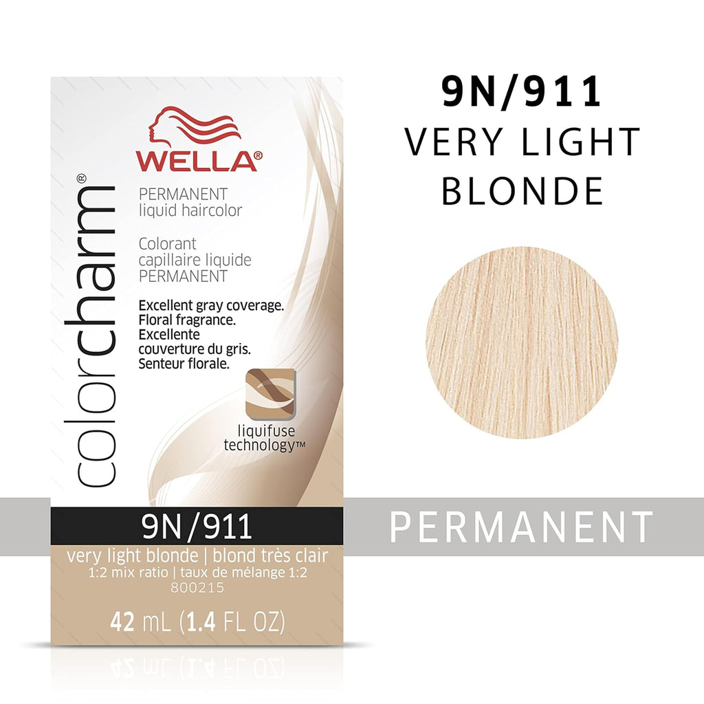 070018105363 - Wella ColorCharm Permanent Liquid Hair Color 42 ml / 1.4 oz - 9N / 911 Very Light Blonde