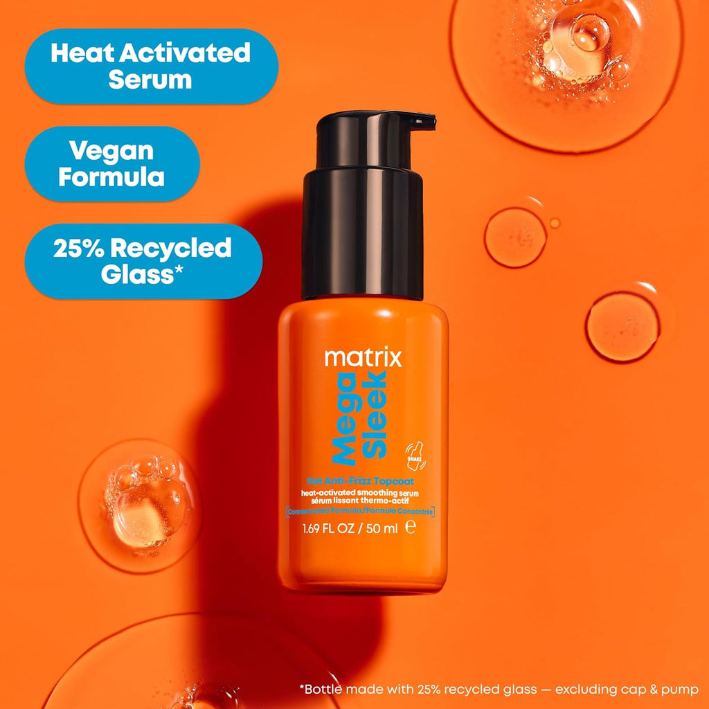 Matrix MEGA SLEEK 96H Anti-Frizz Topcoat Heat-Activated Smoothing Serum 1.69 oz / 50 ml