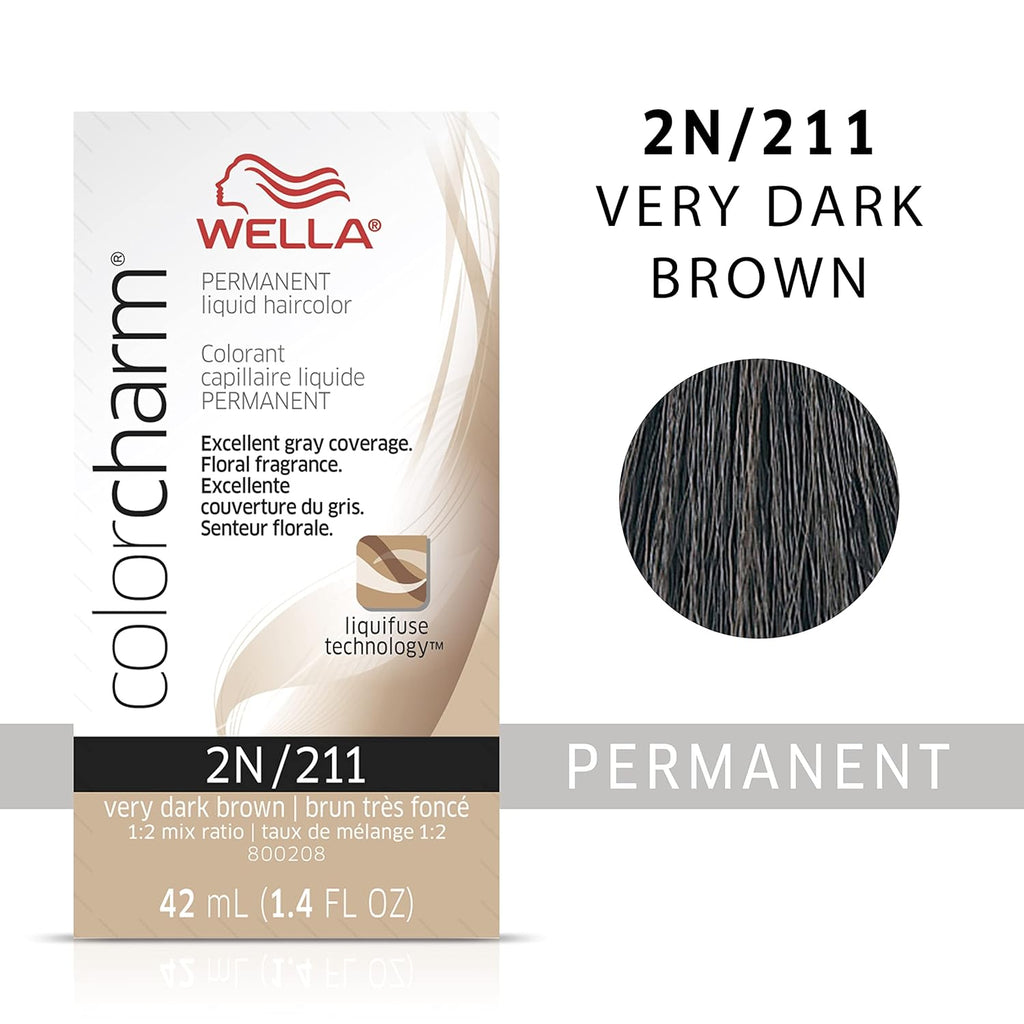 070018105226 - Wella ColorCharm Permanent Liquid Hair Color 42 ml / 1.4 oz - 2N / 211 Very Dark Brown