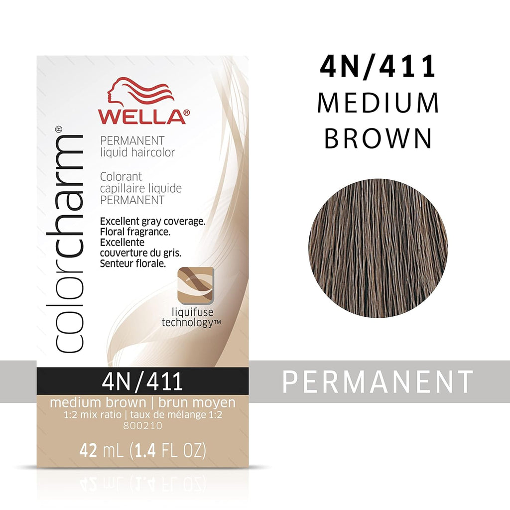 070018105264 - Wella ColorCharm Permanent Liquid Hair Color 42 ml / 1.4 oz - 4N / 411 Medium Brown
