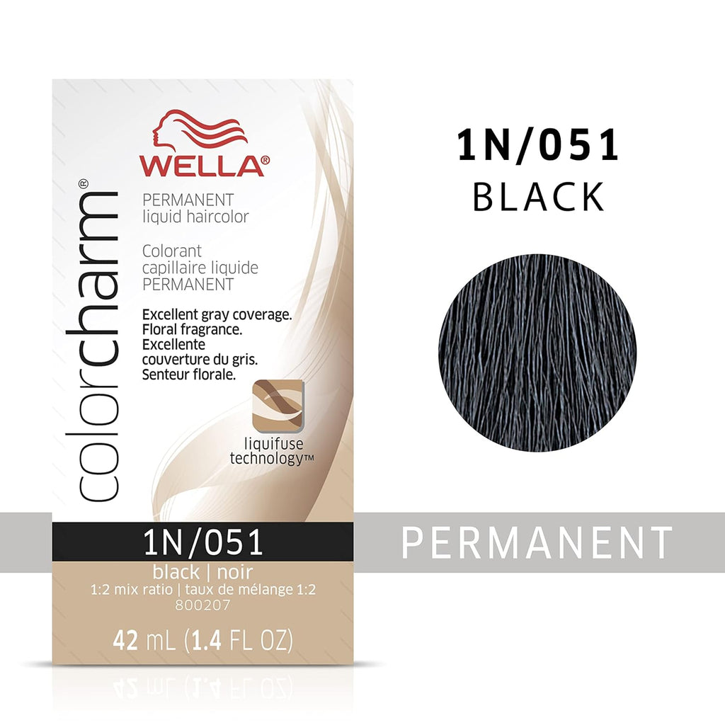 070018105202 - Wella ColorCharm Permanent Liquid Hair Color 42 ml / 1.4 oz - 1N / 051 Black