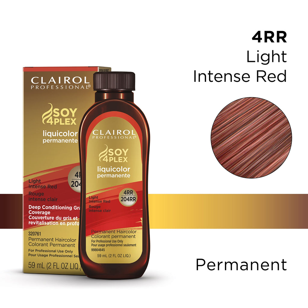 070018110053 - Clairol Professional Soy4Plex LiquiColor Permanent Hair Color - 4RR | 204RR (Light Intense Red)